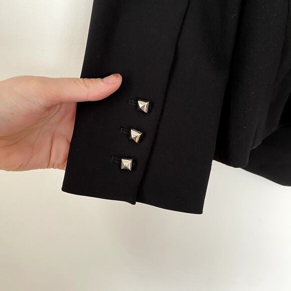 Rebecca Taylor Lamb Leather Trim Blazer Jacket Black Size 4 - Picture 6 of 6